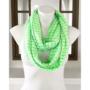 Steve Madden Infinity Scarf Green Grey Stripe